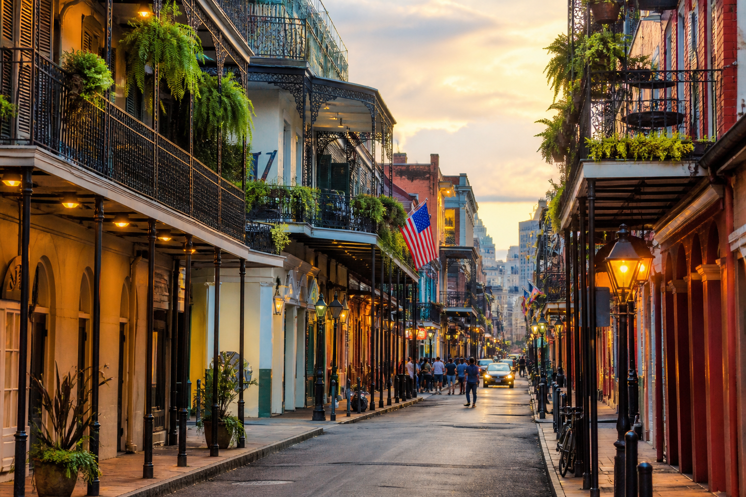 La Nouvelle-Orléans, balcons en fer forgé du French Quarter