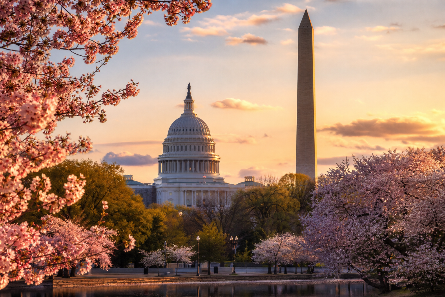 Washington DC, Capitole et Washington Monument au printemps